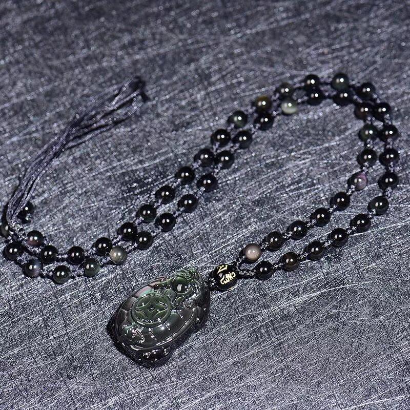 Rainbow Obsidian Feng Shui Tortoise Protection Pendant Necklace - FengshuiGallary