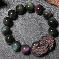 Rainbow Obsidian Three Coins Pixiu Wealth Bracelet - FengshuiGallary