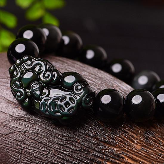 Rainbow Obsidian Three Coins Pixiu Wealth Bracelet - FengshuiGallary