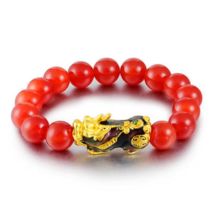 Red Agate Color Changing Pixiu Lucky Bracelet - FengshuiGallary