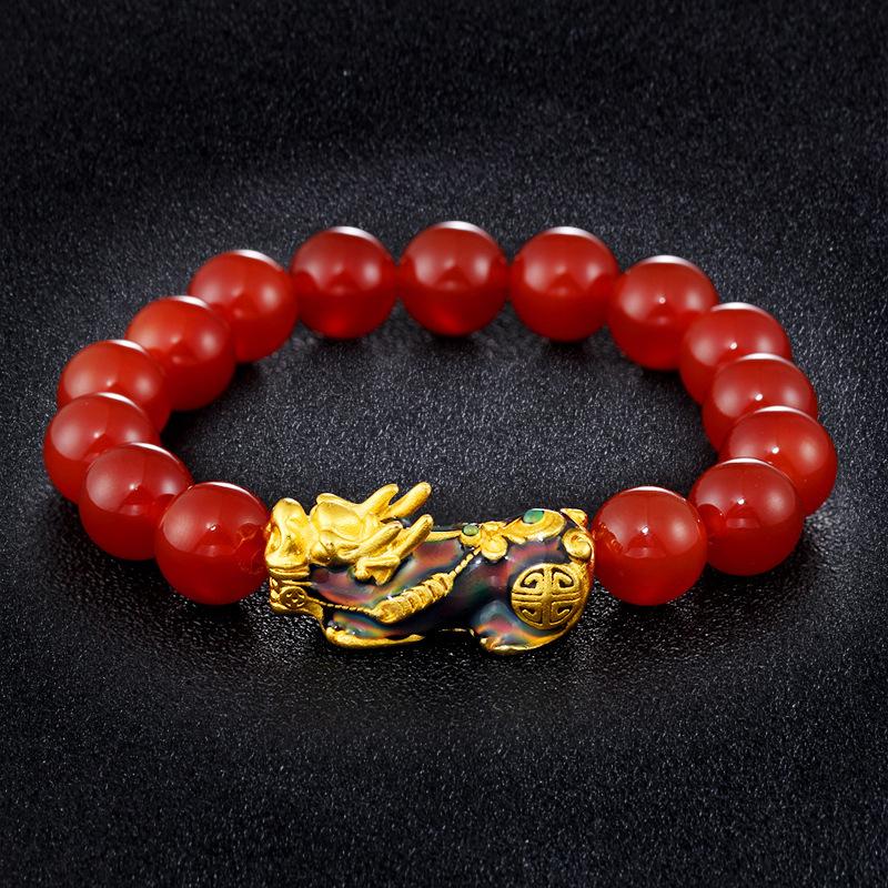 Red Agate Color Changing Pixiu Lucky Bracelet - FengshuiGallary