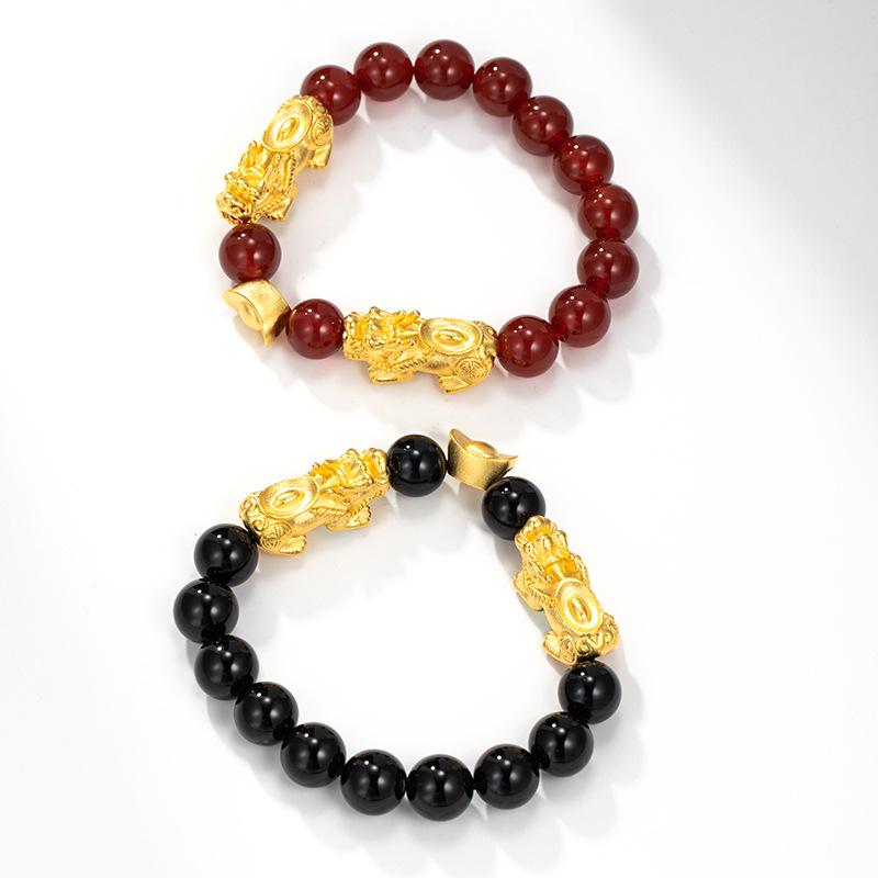 Red Agate Double Pixiu Ingots Wealth Bracelet - FengshuiGallary