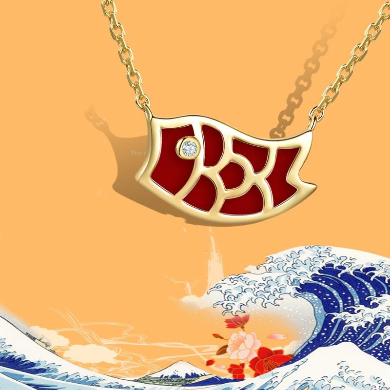 Red Agate Koi Fish 925 Silver Pendant Necklace - FengshuiGallary
