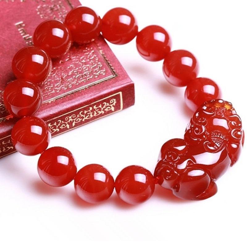 Red Agate Lucky Pixiu Wealth Bracelet - FengshuiGallary