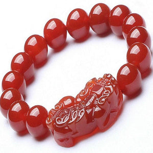 Red Agate Lucky Pixiu Wealth Bracelet - FengshuiGallary