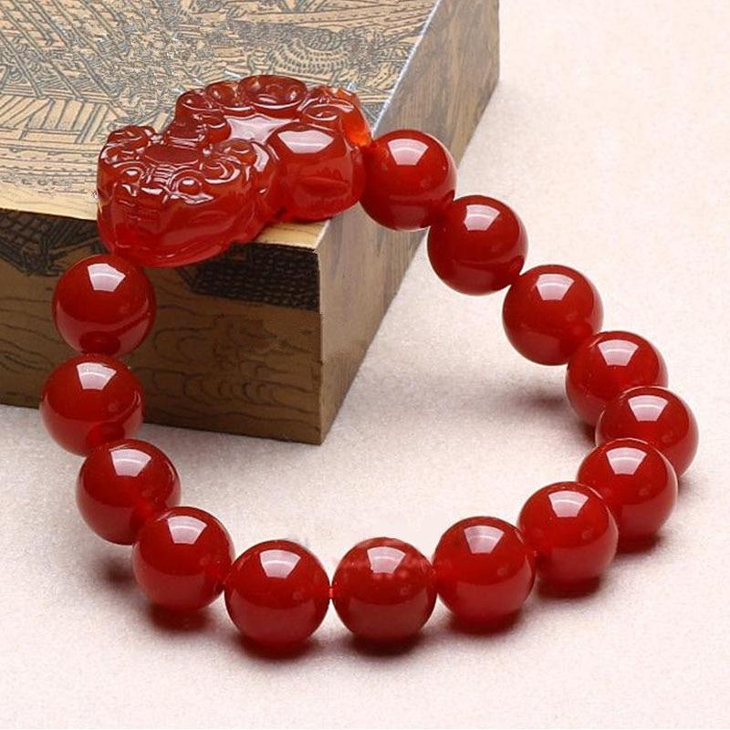 Red Agate Lucky Pixiu Wealth Bracelet - FengshuiGallary