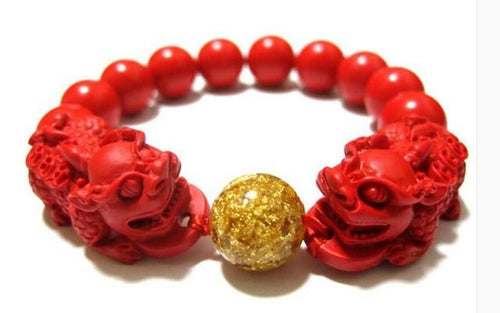 Red Cinnabar Double Pixiu Protection Bracelet(Dragon's Blood) - FengshuiGallary