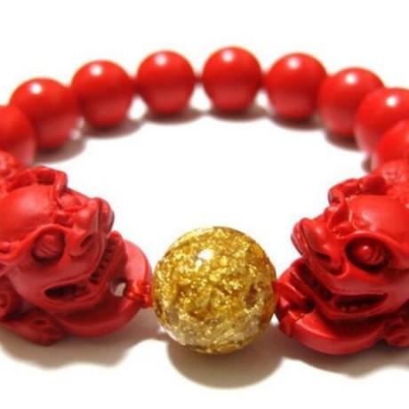 Red Cinnabar Double Pixiu Protection Bracelet(Dragon's Blood) - FengshuiGallary