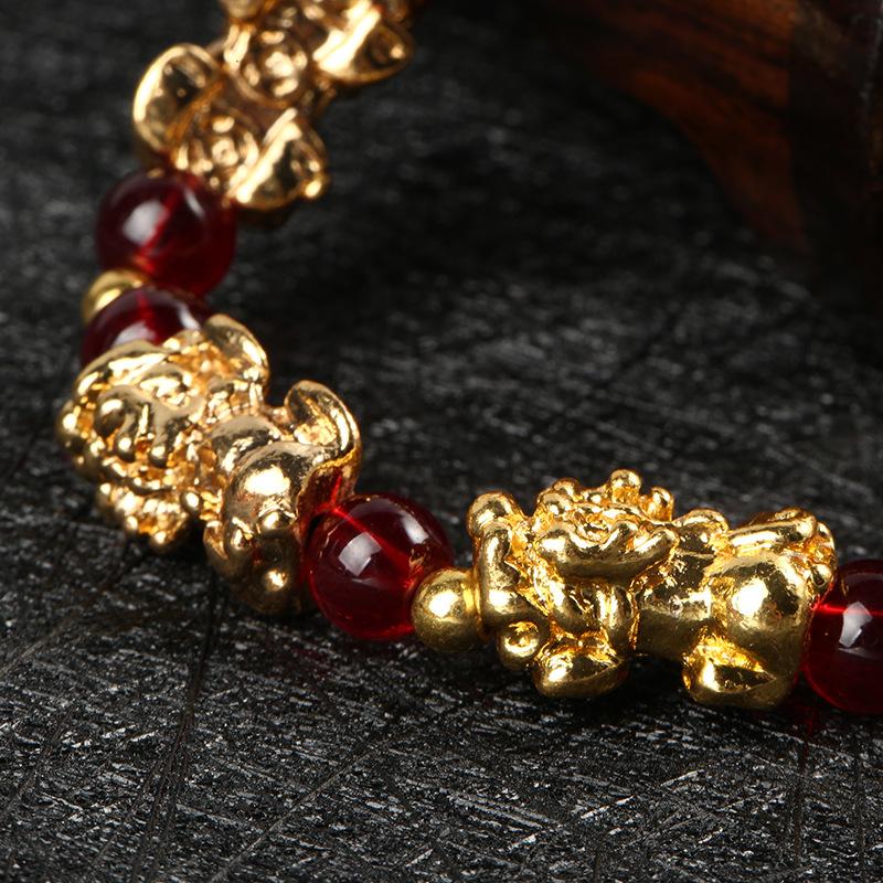 Red Garnet Lucky PiXiu Wealth Bracelet - FengshuiGallary