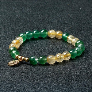 Rutilated Quartz Bracelet-Moss Agate Beads - FengshuiGallary
