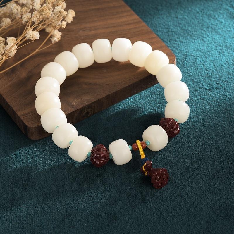 Sandalwood Lotus White Bodhi Beads Lucky Bracelet - FengshuiGallary