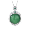 Serene Green Jade Cubic Zirconia Crystals Pendant Necklace - FengshuiGallary