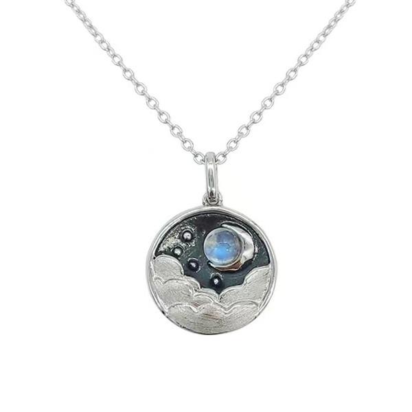 Serene Night Moonstone 925 Silver Pendant Necklace - FengshuiGallary