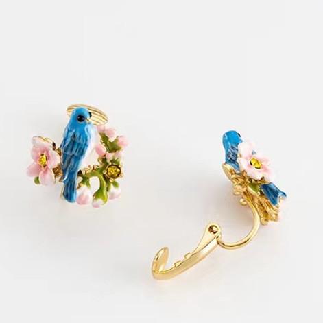 Serene Spirt Swallow Enamel Flower Lucky Earrings - FengshuiGallary
