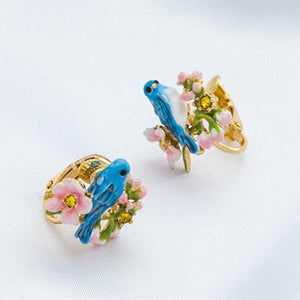 Serene Spirt Swallow Enamel Flower Lucky Earrings - FengshuiGallary