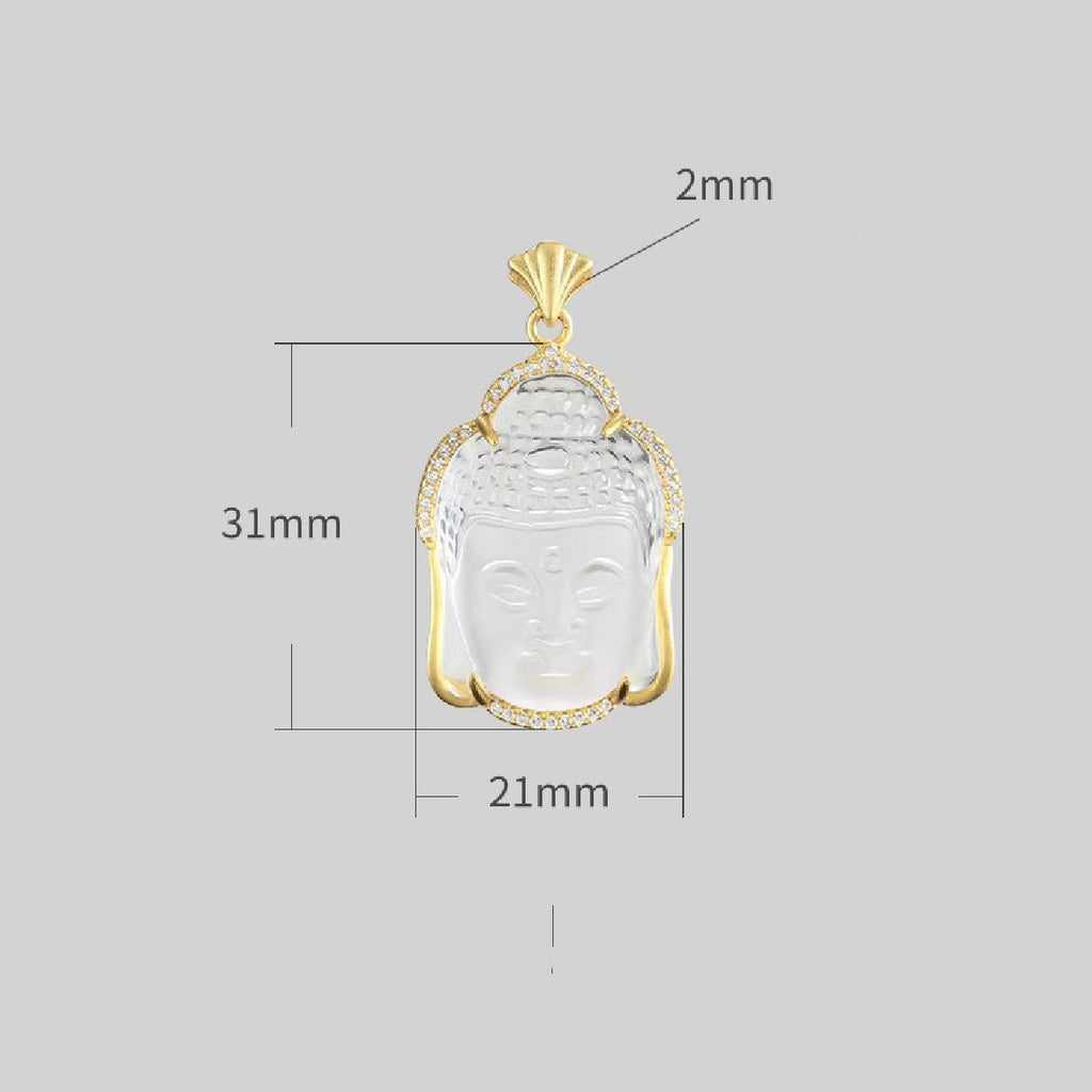 Shakyamuni Buddha Head White Crystal Pendant - FengshuiGallary