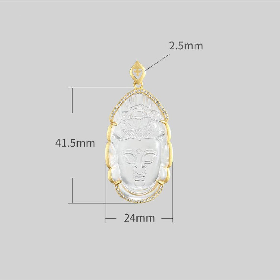 Shakyamuni Buddha Head White Crystal Pendant -New Edition - FengshuiGallary