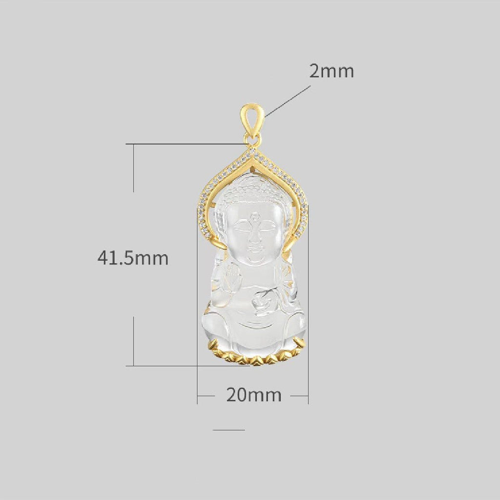 Shakyamuni Buddha White Crystal Necklace - FengshuiGallary