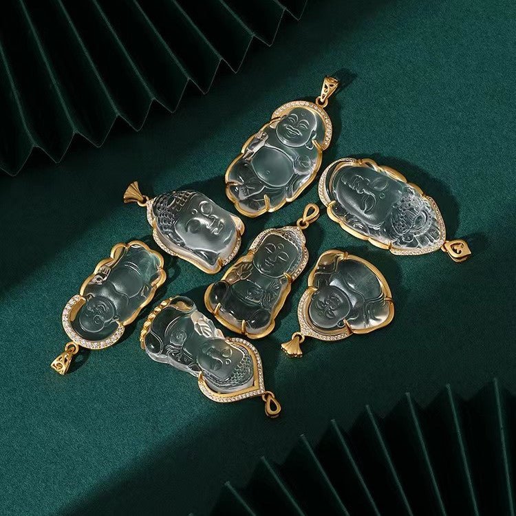 Shakyamuni Buddha White Crystal Necklace - FengshuiGallary