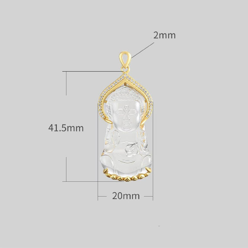 Shakyamuni Buddha White Crystal Pendant - FengshuiGallary