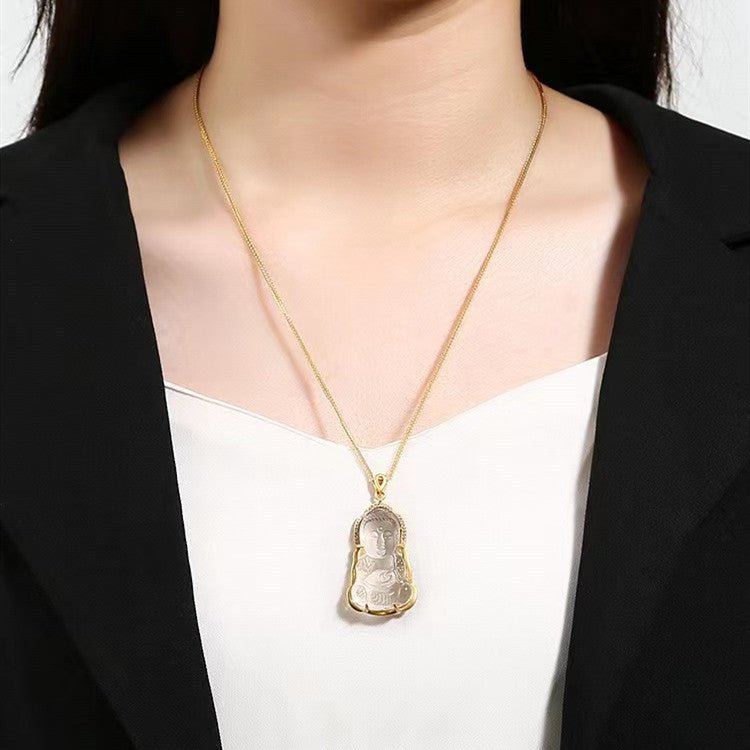 Shakyamuni Buddha White Crystal Pendant - FengshuiGallary