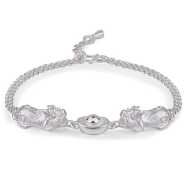 Silver Double Pixiu Ingot Wealth&Lucky Bracelet - FengshuiGallary