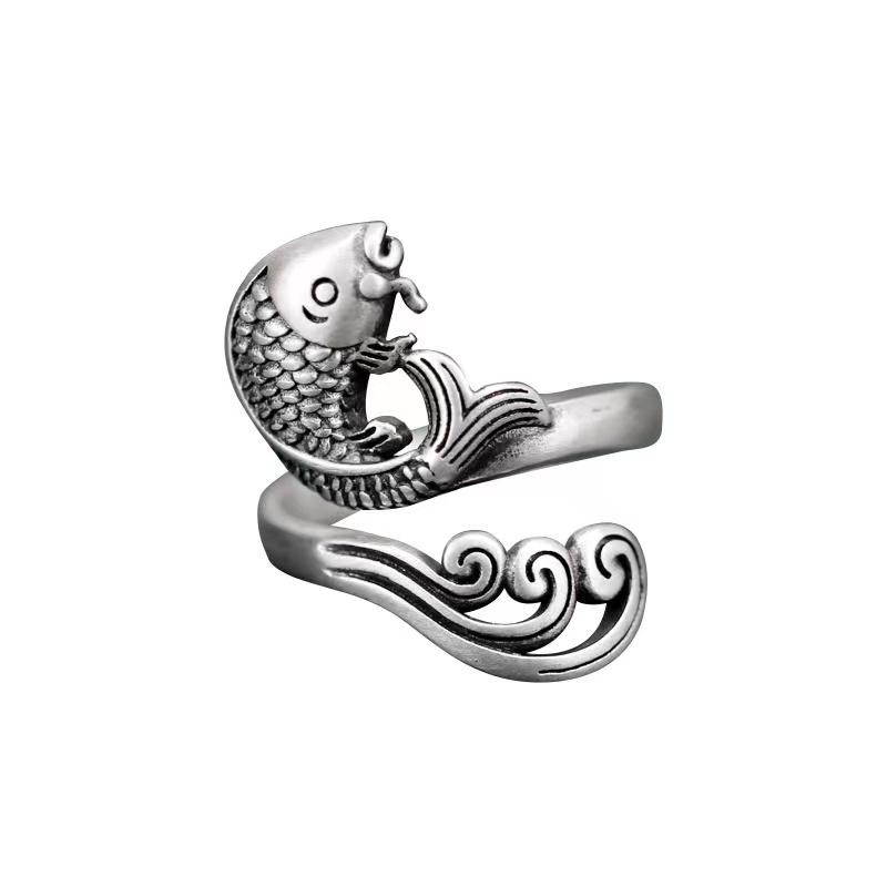 Silver Koi Fish Vintage Ring - FengshuiGallary