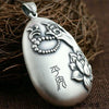 Silver Lotus Mantra Lucky Prayer Pendant - FengshuiGallary
