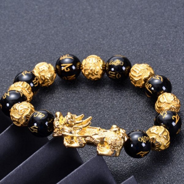 Six True Words Gold Pixiu Mantra Protection Bracelet - FengshuiGallary