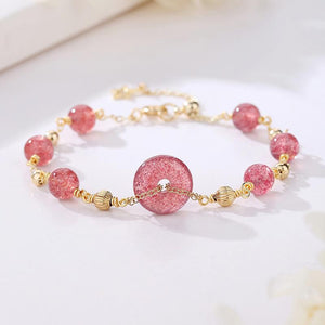 Strawberry Crystal Auspicious Knot Lucky Bracelet - FengshuiGallary