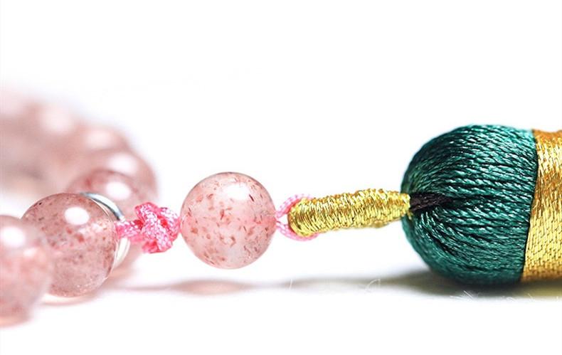 Strawberry Crystal Green Agate Beads Tassel Bracelet - FengshuiGallary