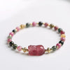 Strawberry Crystal Pixiu Tourmaline Bead Bracelet - FengshuiGallary