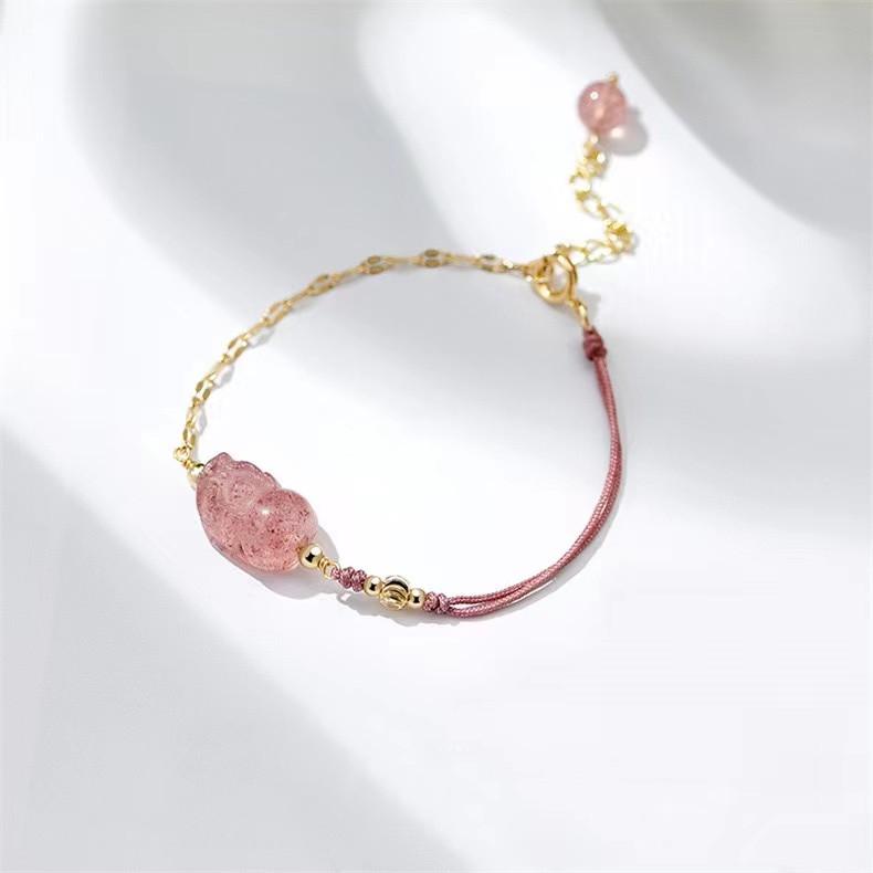 Strawberry Quartz Pixiu Energy Bracelet - FengshuiGallary