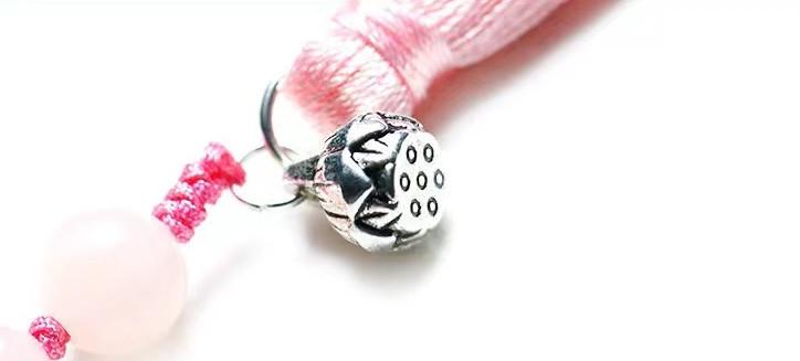 Strawburry Crystal Bodhi Beads Lotus Lucky Bracelet Cell Phone Chain - FengshuiGallary