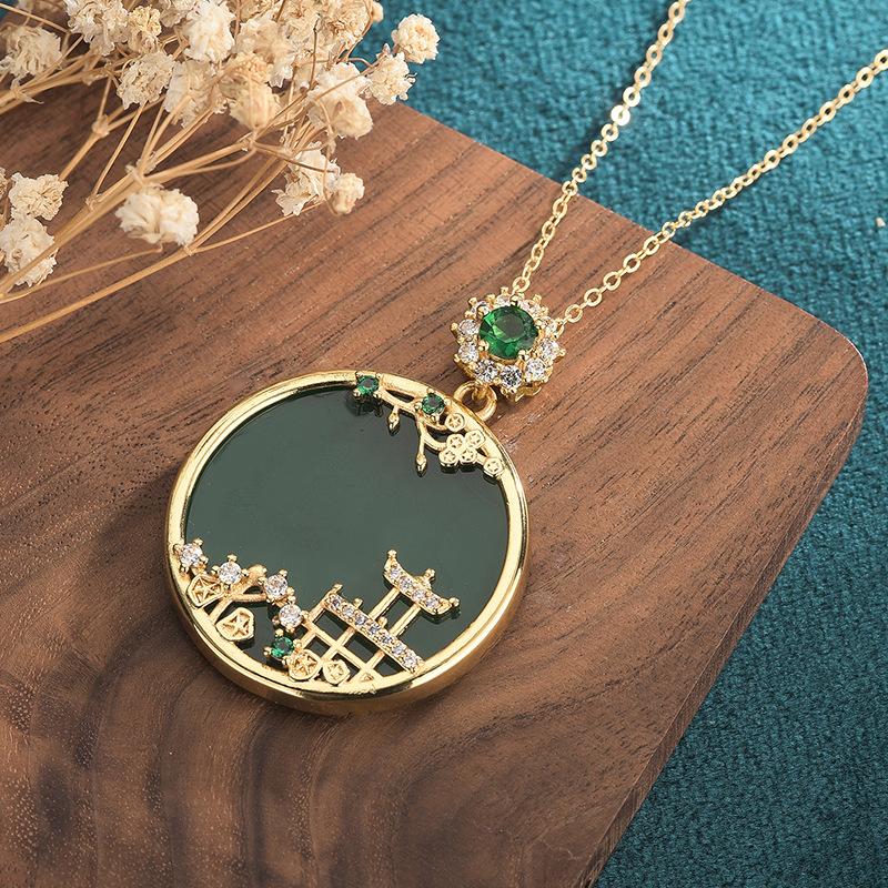 The Blessing Fengshui Lucky Green Jade Pendant Necklace - FengshuiGallary