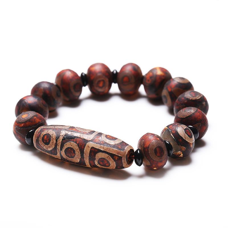 Unisex Tibetan 2 Bracelet Set, Natural Coral Beads, Tibetan Brown Dzi Agates, Bohdi Nut Beads, Brown Wood Saucer Beads, outlets Silver Accents, 7