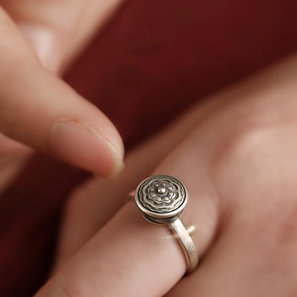 Tibetan Buddhist Prayer Wheel Mantra Ring - FengshuiGallary