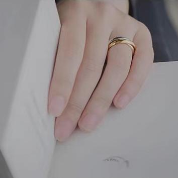 Tibetan Buddhist Six True Words Mantra Triple Interlocked Silver Ring - FengshuiGallary