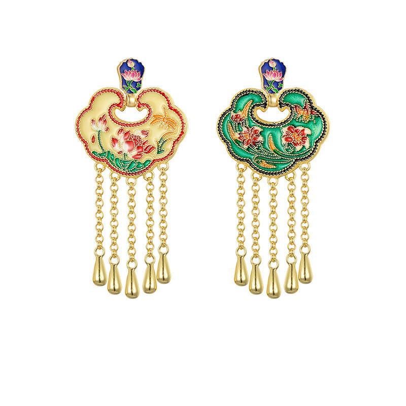 Tibetan Enamel Lotus Protection Pendant Necklace - FengshuiGallary