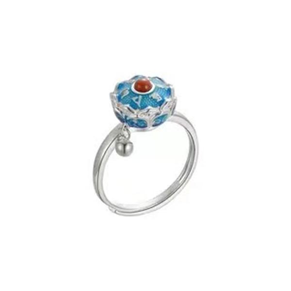 Tibetan Prayer Wheel Mantra 925 Silver Ring - FengshuiGallary