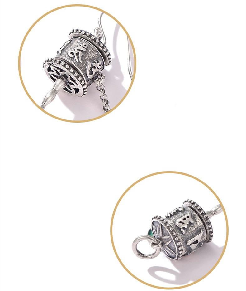 Tibetan Prayer Wheel Red Agate 925 Silver Pendant Necklace - FengshuiGallary