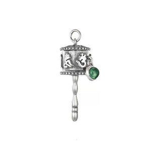 Tibetan Prayer Wheel Red Agate 925 Silver Pendant Necklace - FengshuiGallary
