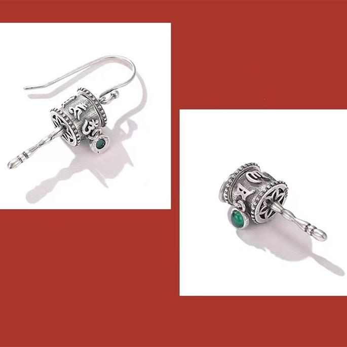 Tibetan Prayer Wheel Red Agate 925 Silver Pendant Necklace - FengshuiGallary