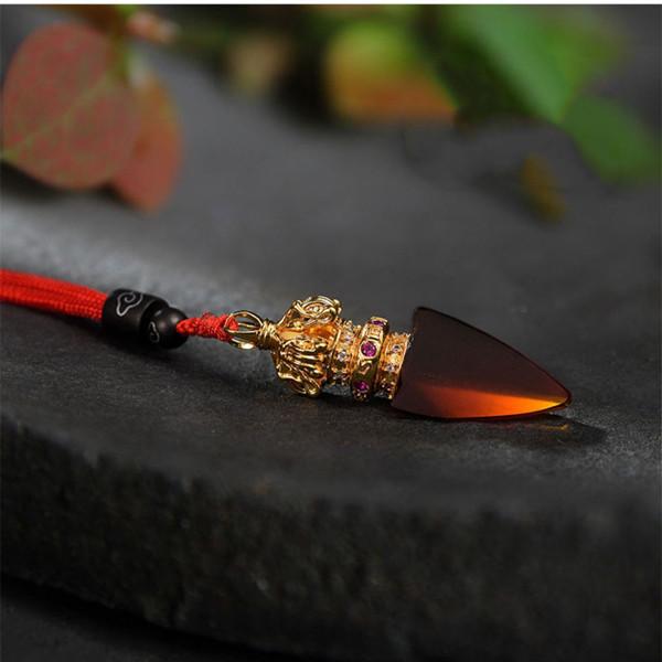 Tibetan Vajra Glaze Protection Amulet Pendant - FengshuiGallary