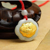Tiger 24k Gold 12 Chinese Zodiac Lucky Amulet White Jade Pendant Necklace - FengshuiGallary