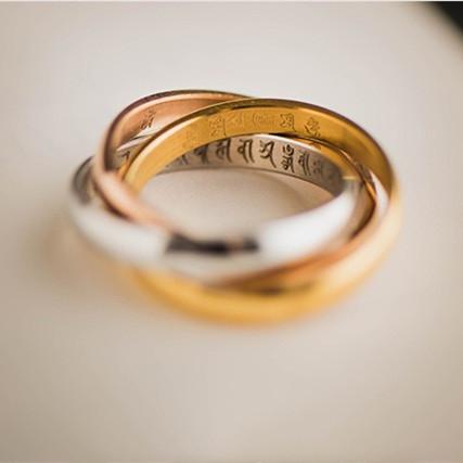 Triple Interlocked Buddhist Six Word Mantra Ring - FengshuiGallary