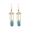 Turquoise Earrings-Cinnabar Beads - FengshuiGallary