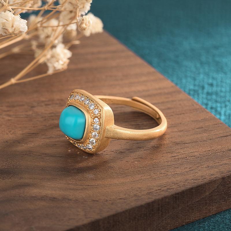 Turquoise Zirconia Crystal Wealth Ring - FengshuiGallary