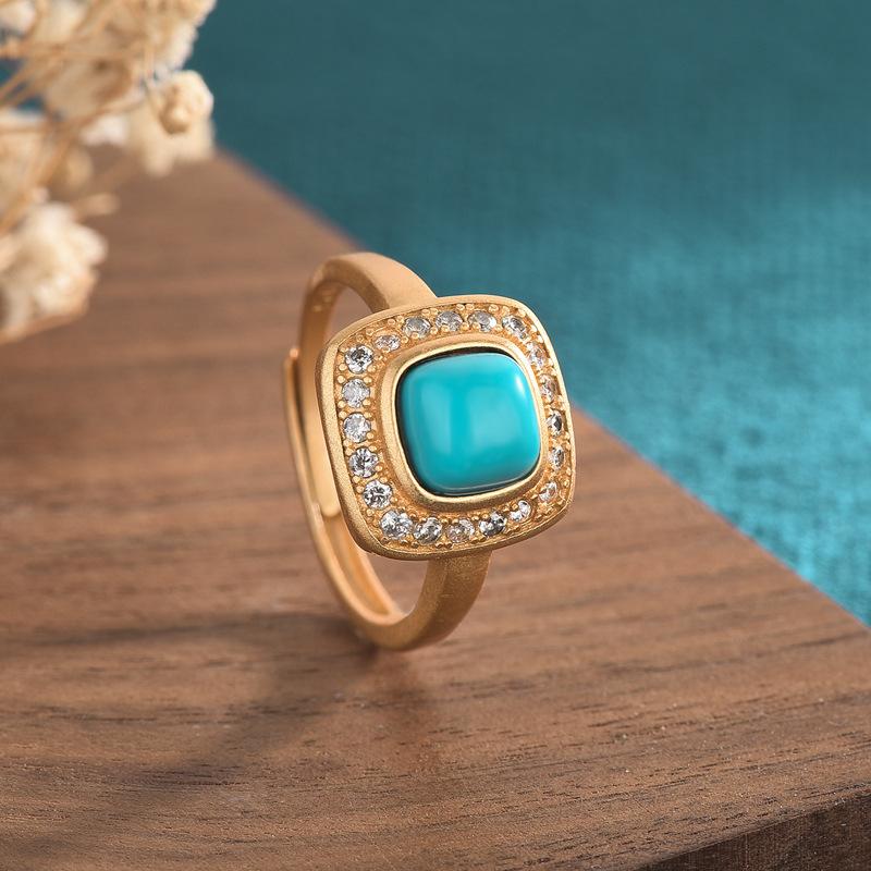 Turquoise Zirconia Crystal Wealth Ring - FengshuiGallary