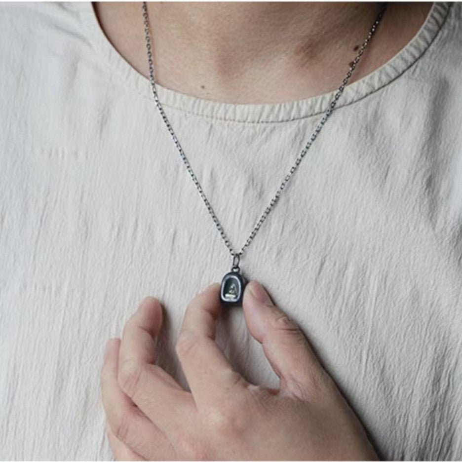 Vintage Buddha 925 Silver Pendant Necklace - FengshuiGallary